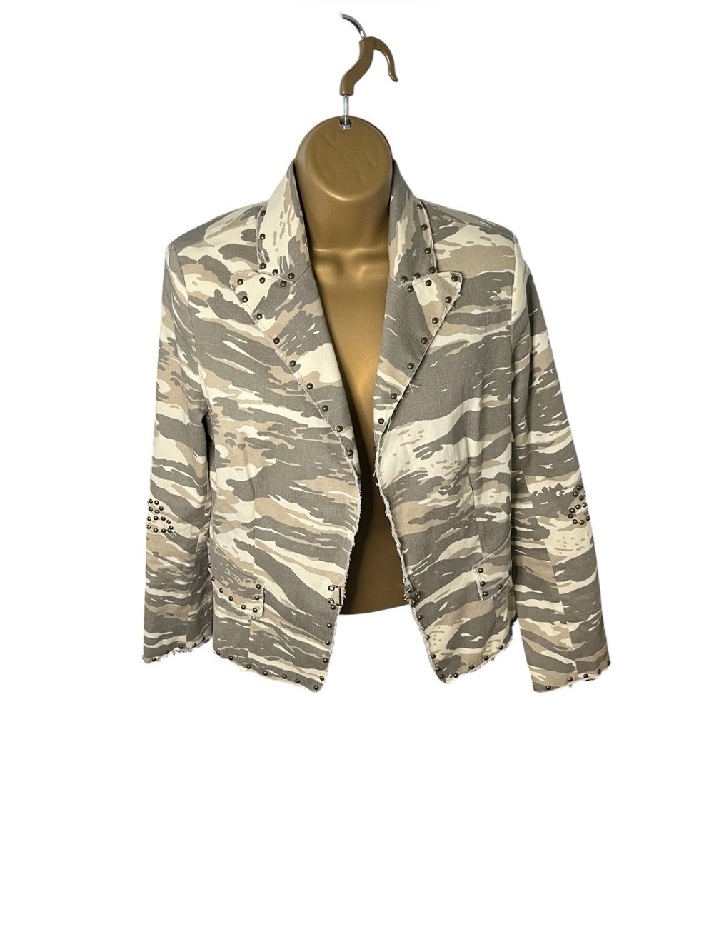 Vtg Y2K S&D Camo Studded Blazer Jacket Open Front Army M